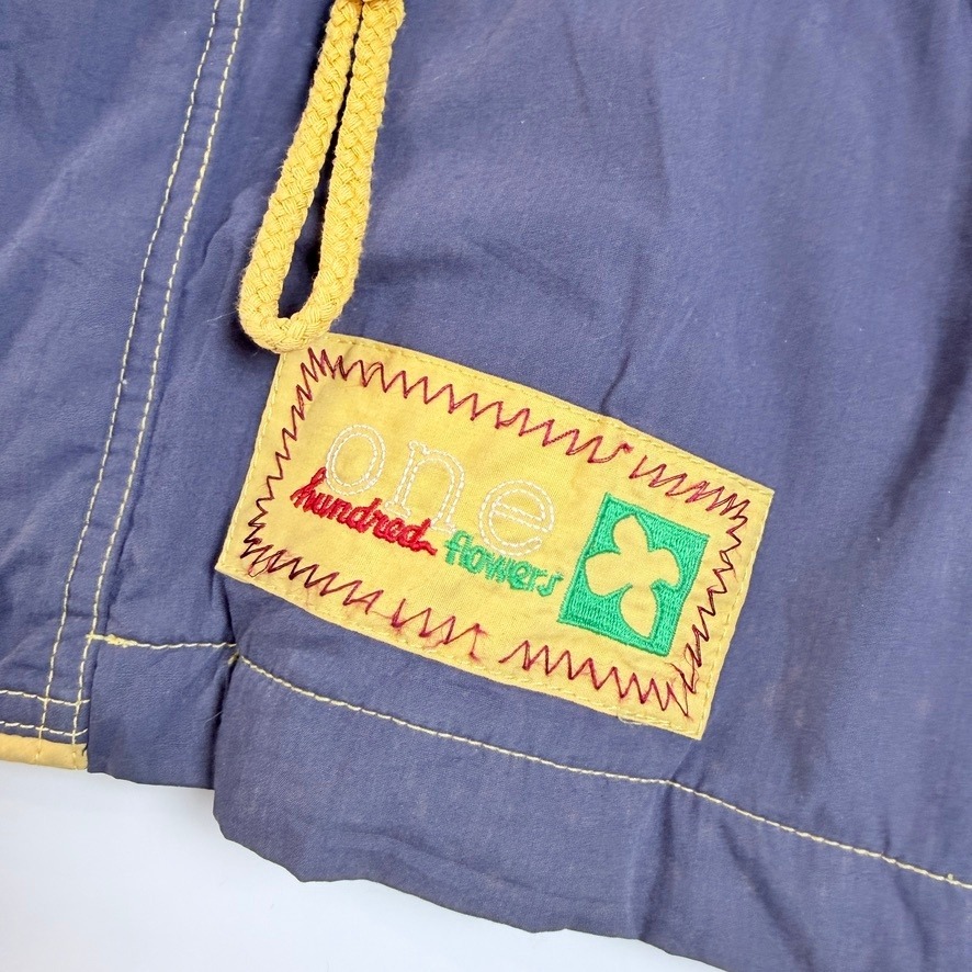 One Hundred Flowers Jacket Mens Medium Blue Vintage Quilted Colorblock Hooded — image 2 of 8